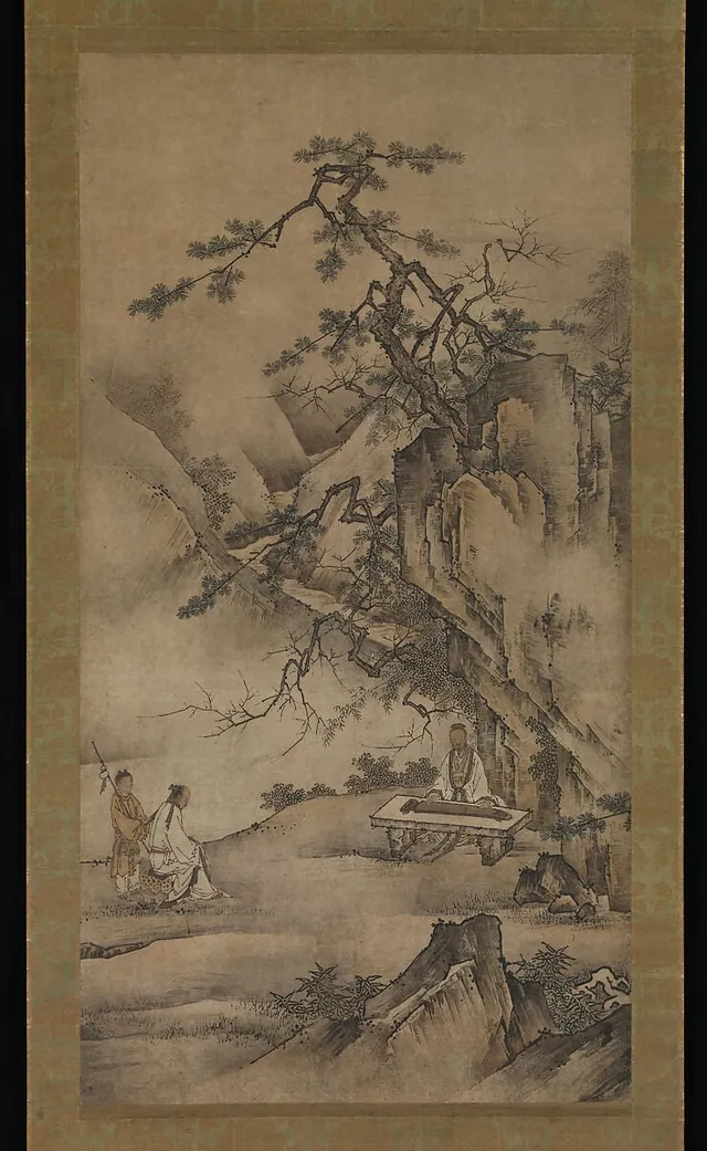 狩野元信周辺　伯牙鍾子期図|Bo Ya Plays the Qin as Zhong Ziqi Listens