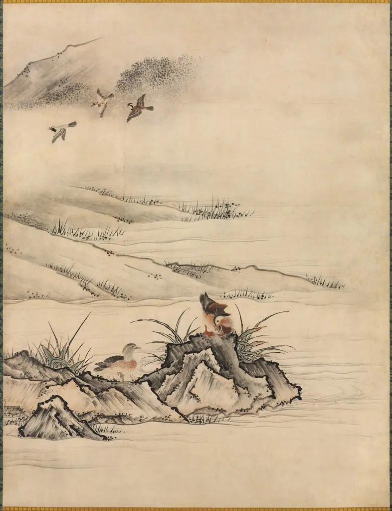 Flowers and Birds in a Spring Landscape, by Kano Motonobu