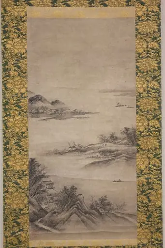 山水図|River Landscape in Evening, by Kano Motonobu, 1449