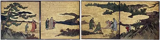 琴棋書画図襖の内|Appreciation of Painting, from a set of the Four Accomplishments, by Kano School