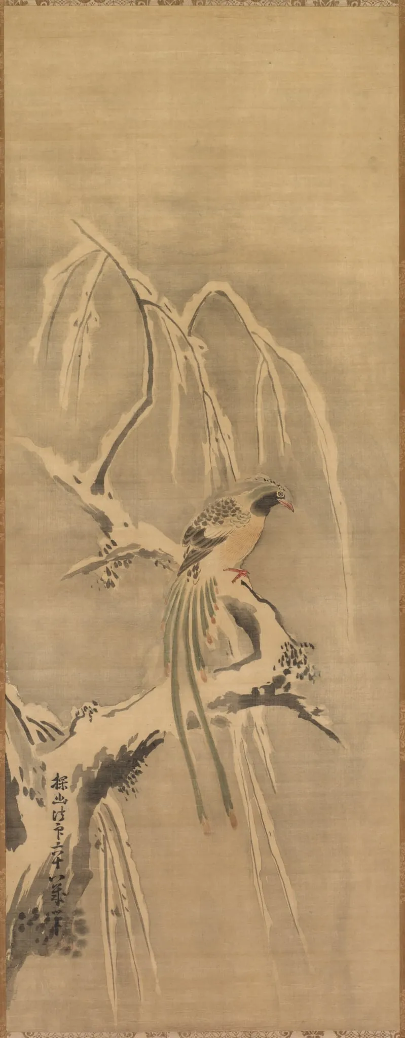 Chinese Bird on Snow-Laden Branch, by Kano Tan'yū, unspecified, 1661