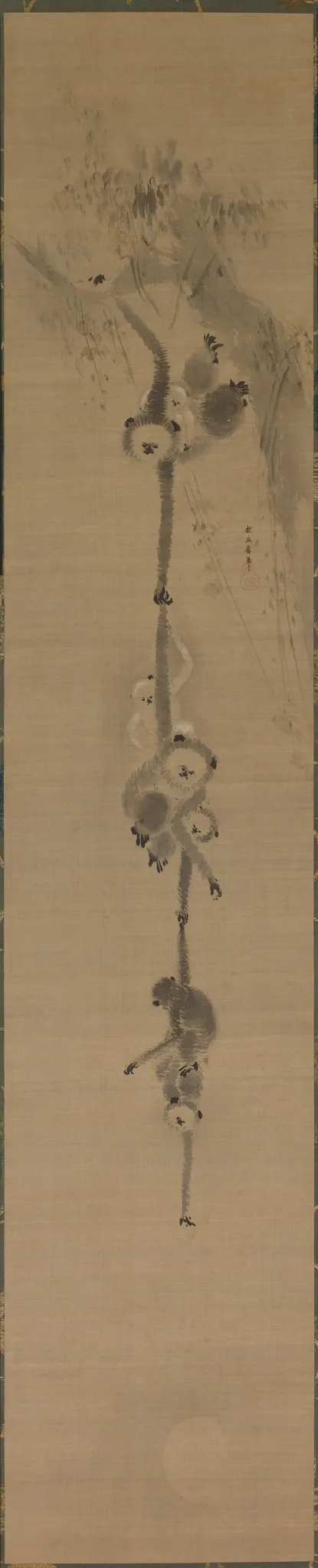 Gibbons Reaching for the Moon, by Kano Tan'yū, unspecified, 1638
