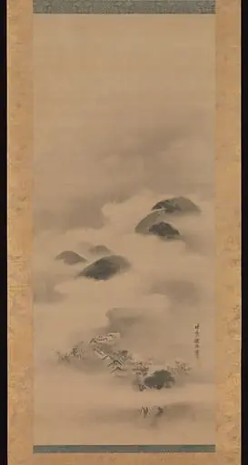 狩野探幽筆　月夜山水図|Landscape in Moonlight, by Kano Tan'yū, 1662