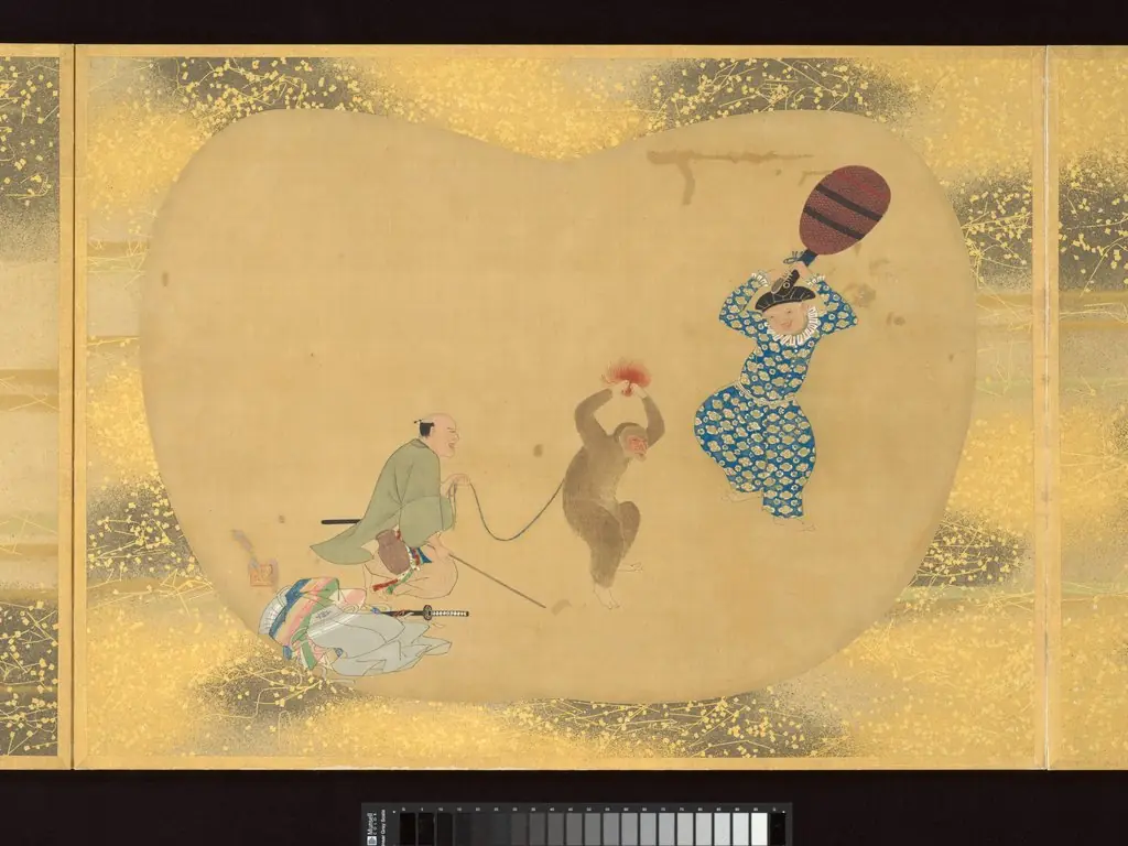 Album of Fan-Shaped Paintings of Figures, Birds and Flowers, by Kano Tsunenobu, 1674