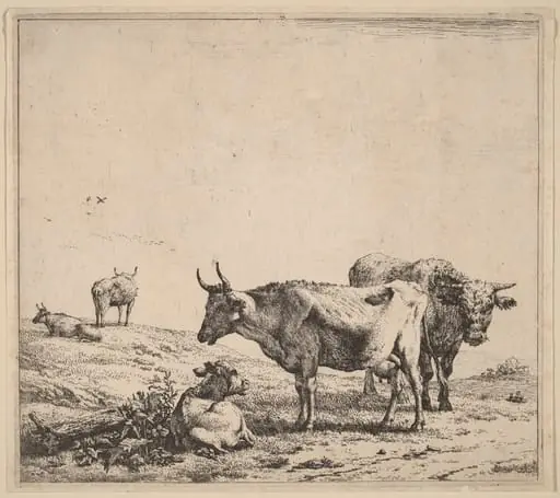 Cow, Bull and Calf, by Karel Dujardin
