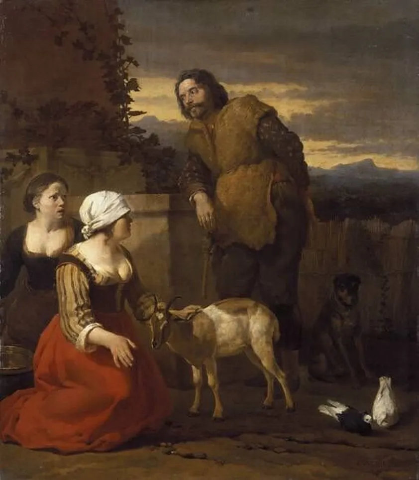 Die kranke Ziege, by Karel Dujardin, color, 1650