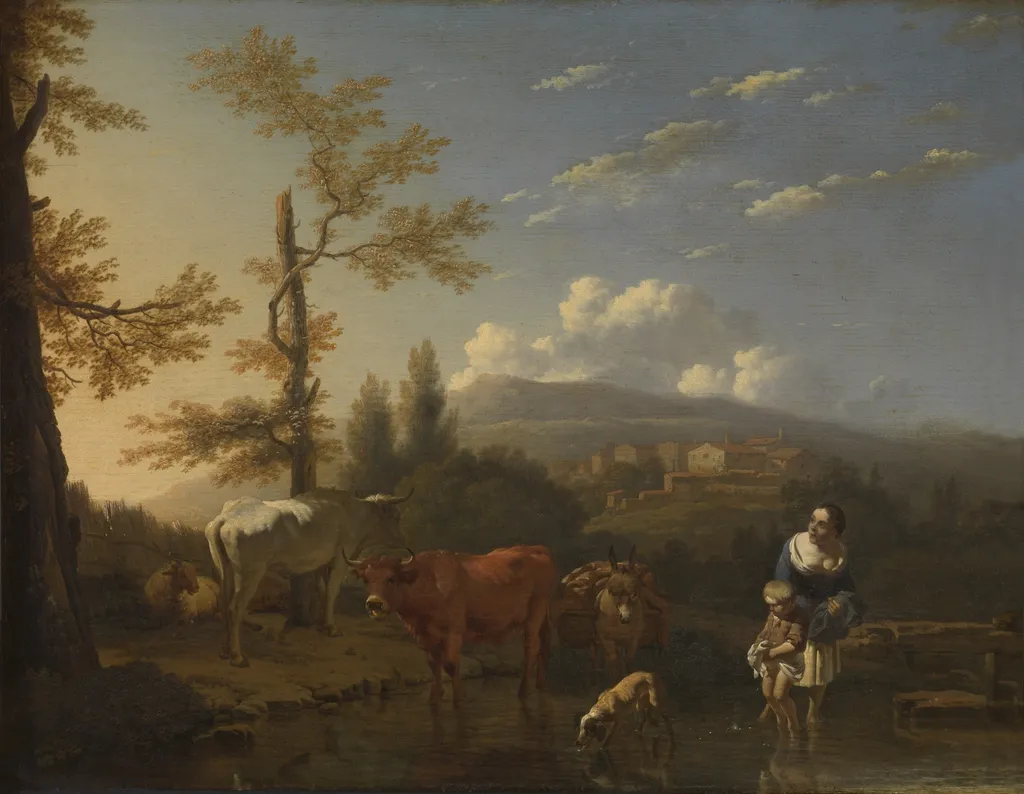 Italian Landscape, by Karel Dujardin, oil, 1660
