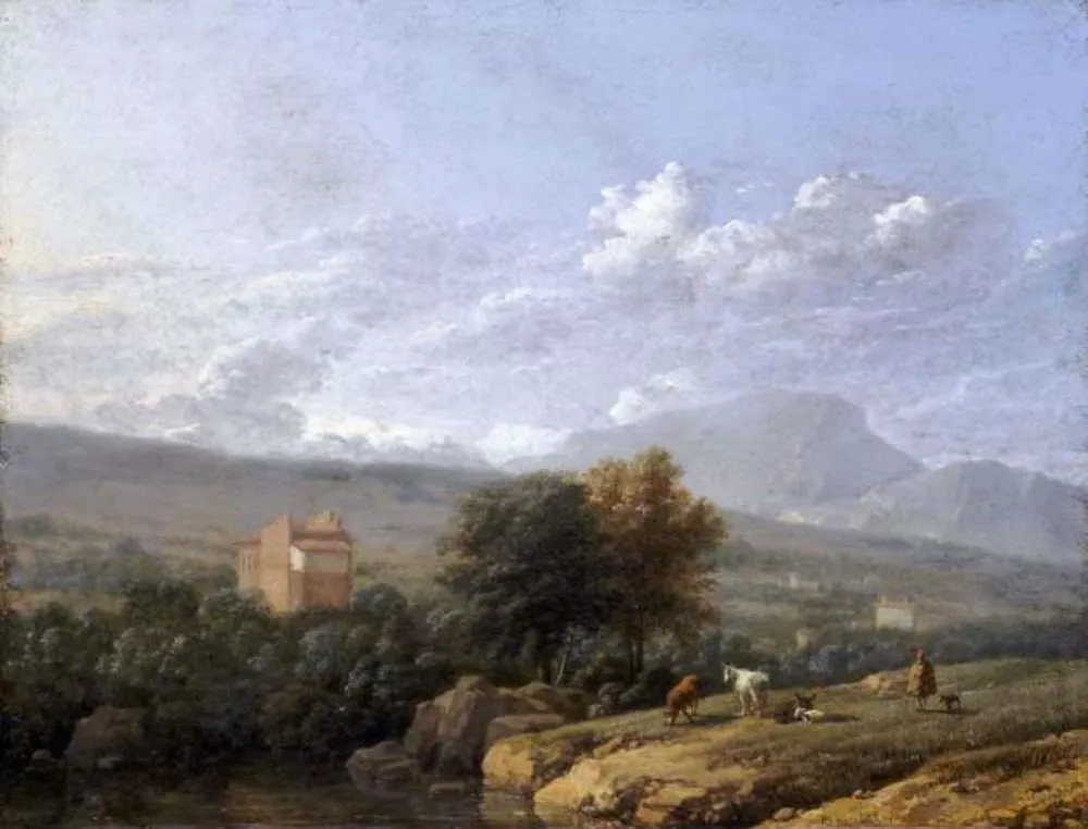 Italian landscape, by Karel Dujardin, oil, 1660