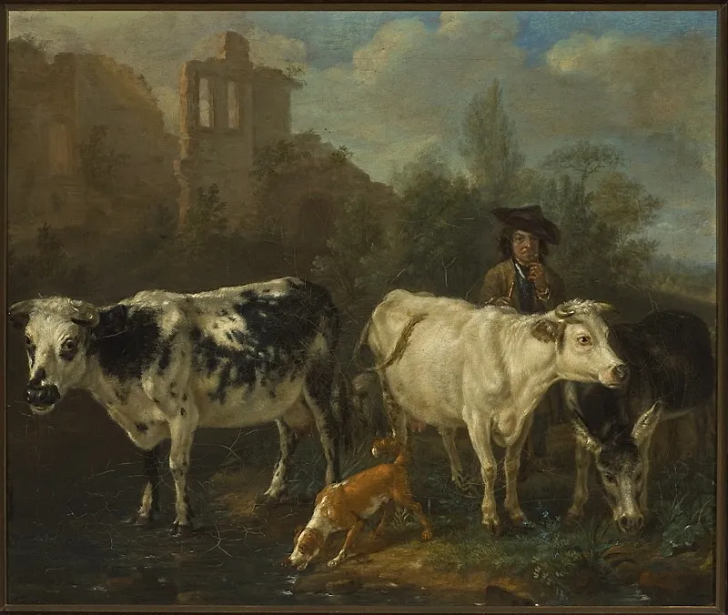Shepherd with a flock, by Karel Dujardin, oil, 1657