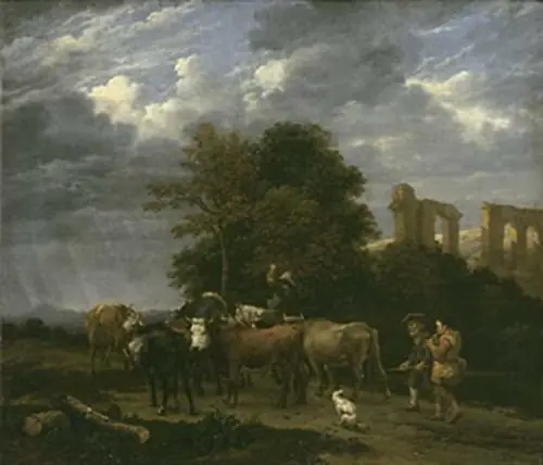 Shepherds in landscape with acquaduct, by Karel Dujardin, 1653