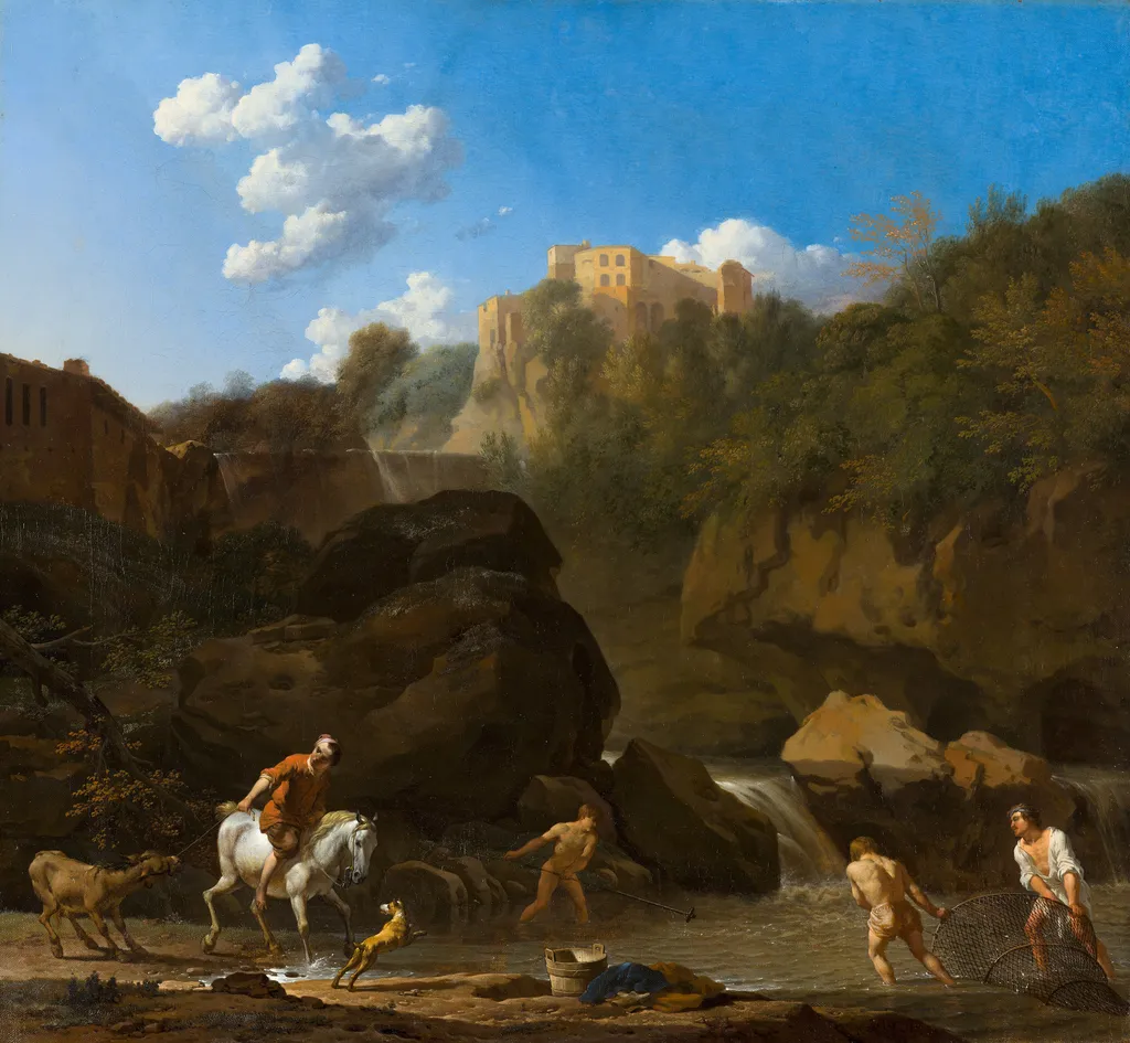 The Waterfalls at Tivoli, by Karel Dujardin, oil, 1673