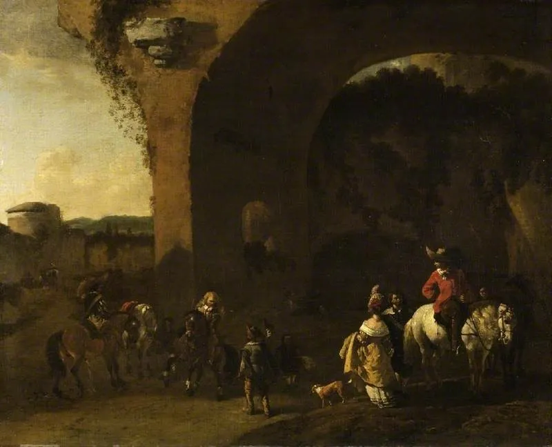 Travellers resting, by Karel Dujardin, oil