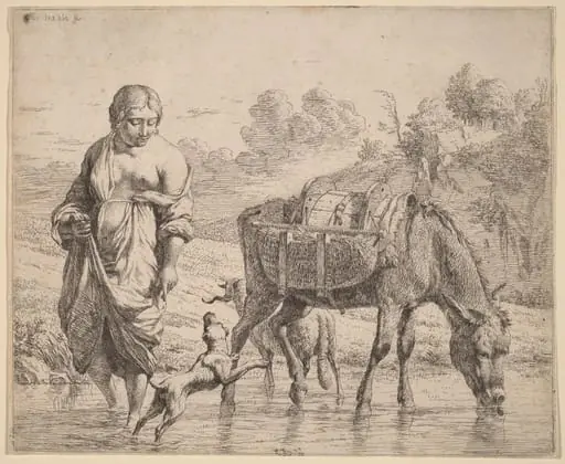 Woman Crossing a Stream, by Karel Dujardin