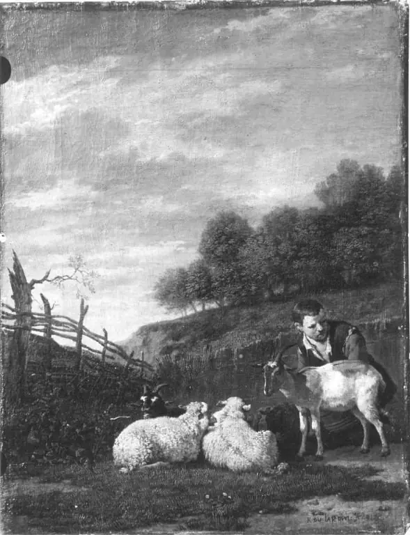 Young shepherd with his flock, by Karel Dujardin