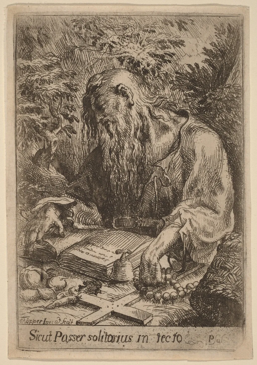 A Hermit Saint, by Karel Frantisek Töpper, ink, 1710