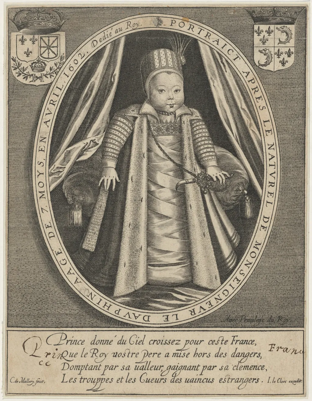 Louis XIII, King of France, by Karel van Mallery, ink, 1603