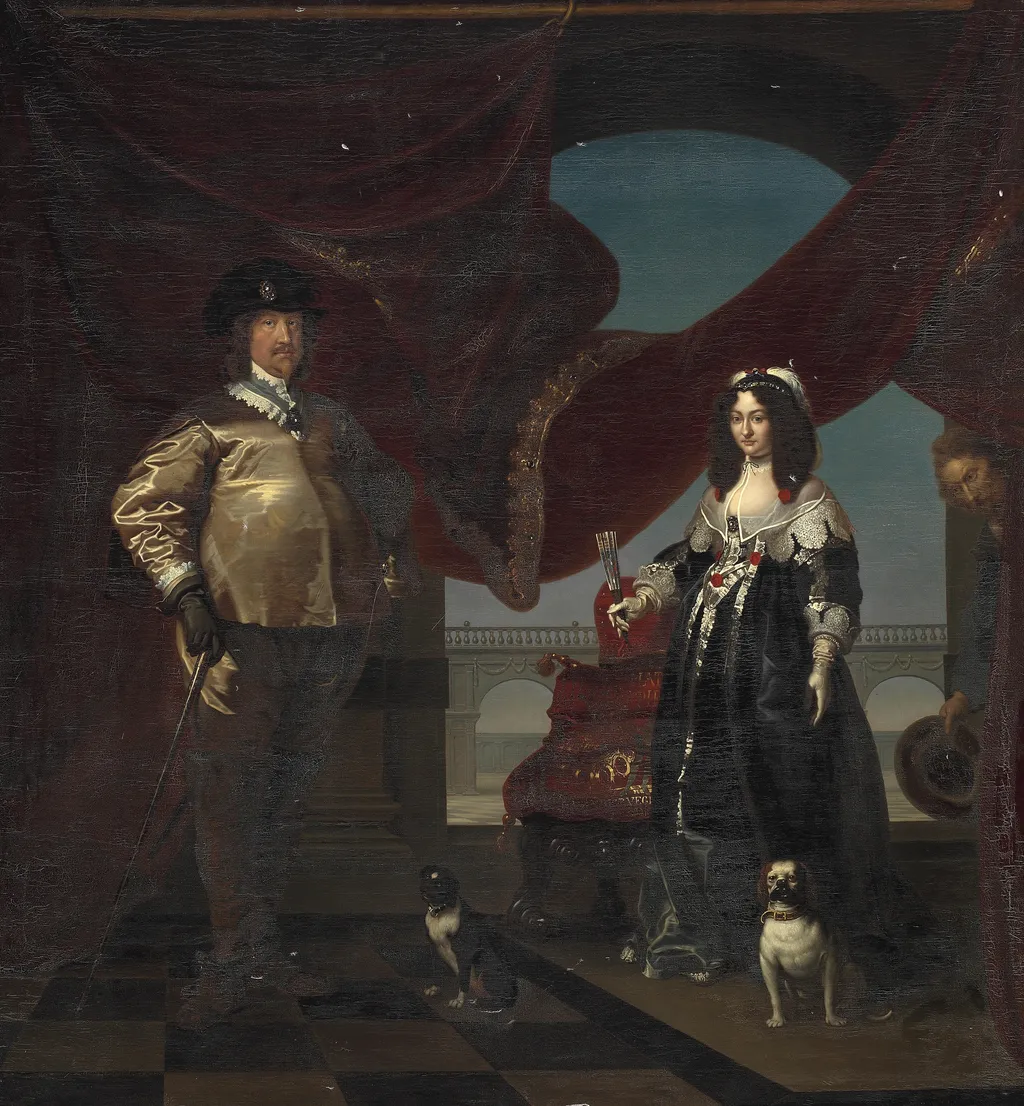 Portrait of Prince Elect Christian (1603-1647) with his consort, Princess Magdalena Sibylla of Saxony (1617-1668), by Karel van Mander III, oil, 1642