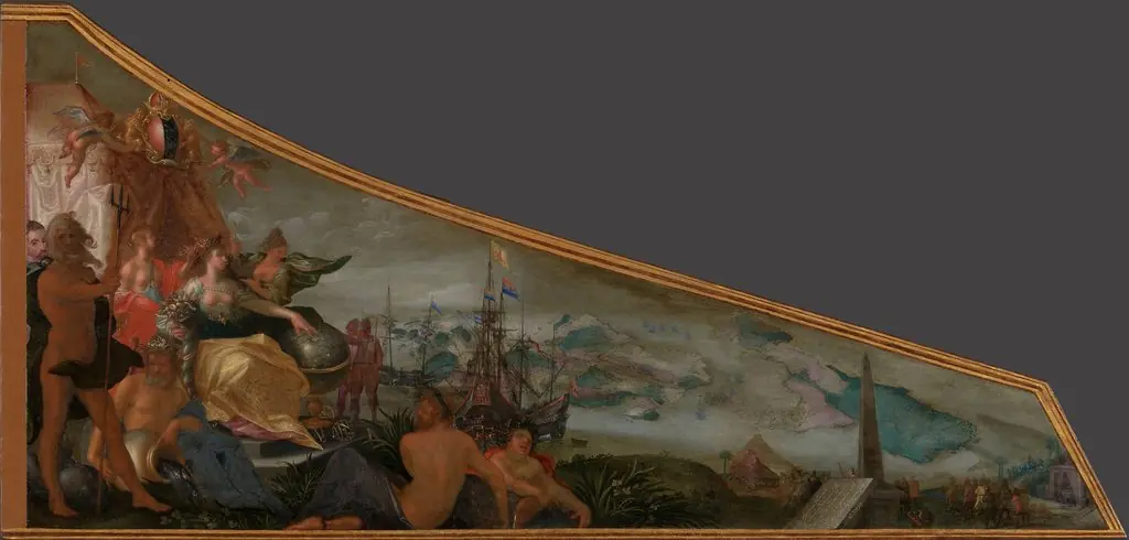 Harpsichord Lid showing an Allegory of Amsterdam as the Center of World Trade
