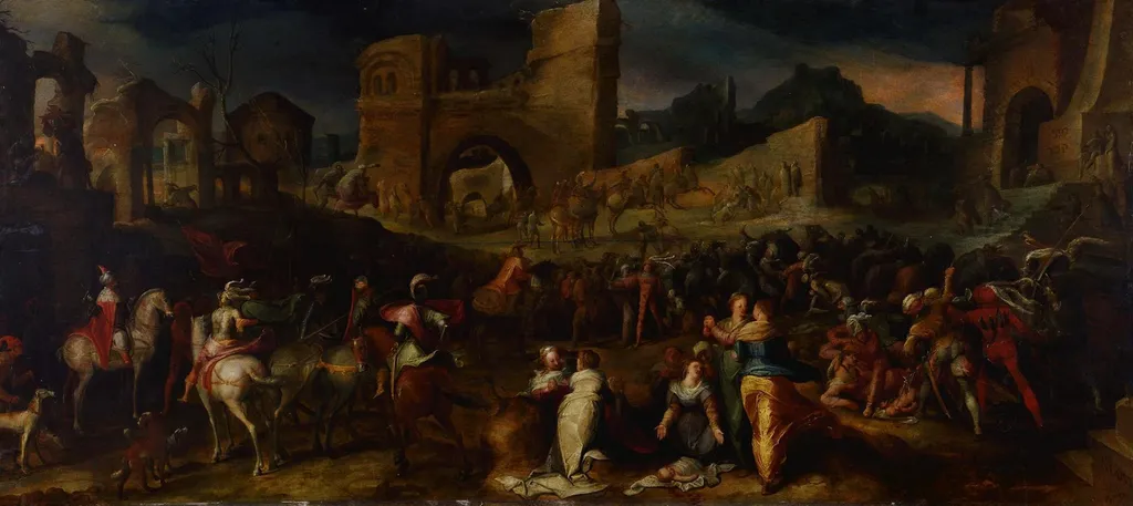 The Massacre of the Innocents, by Karel van Mander the Elder, oil, 1600