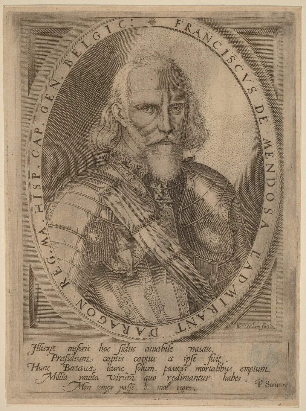 Franciscus de Mendoza, by Karel van Sichem, ink