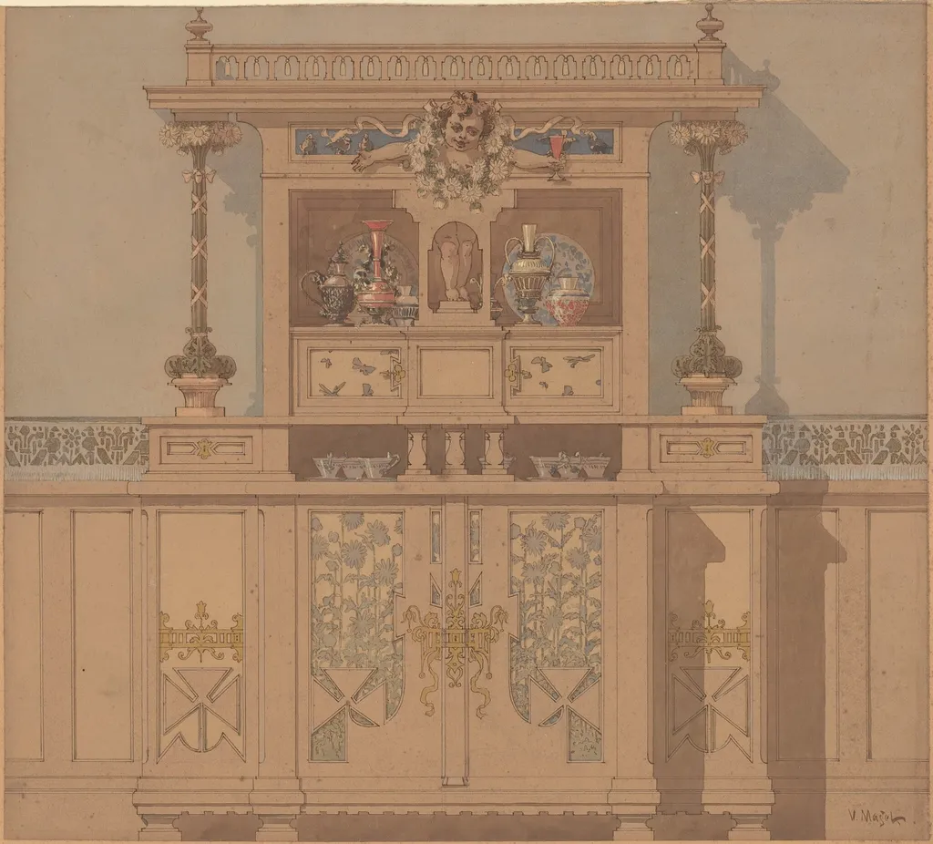 Design for Breakfront, by Karel Vitezslav Masek, gouache, 1900