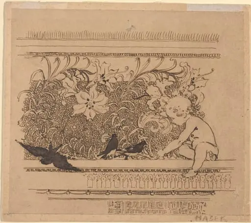 Ornamental Design with Birds and Lily, by Karel Vitezslav Masek