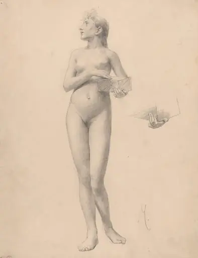 Standing Nude Woman Holding a Box, by Karel Vitezslav Masek