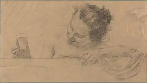 Woman in Bath, Holding a Glass of Wine