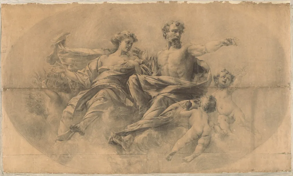 Zeus and Hera, by Karel Vitezslav Masek, graphite, 1895