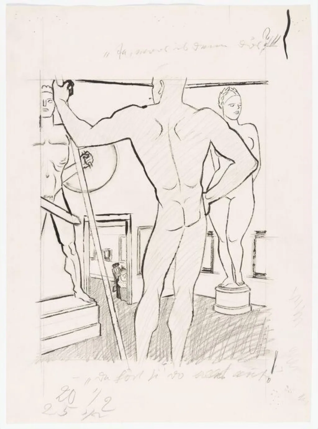 Final draft of drawing `Ja, was ist denn das?', by Karl Arnold, 1937