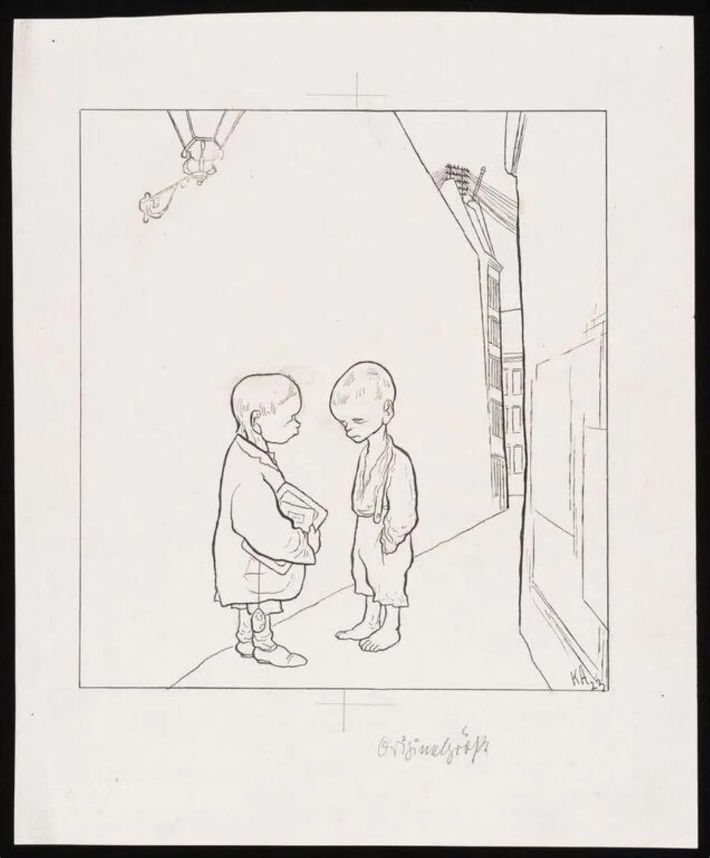 Versailles "Mich lassen sie jetzt nicht mehr in die Schule, ich bin auch unterernährt.", by Karl Arnold, 1923
