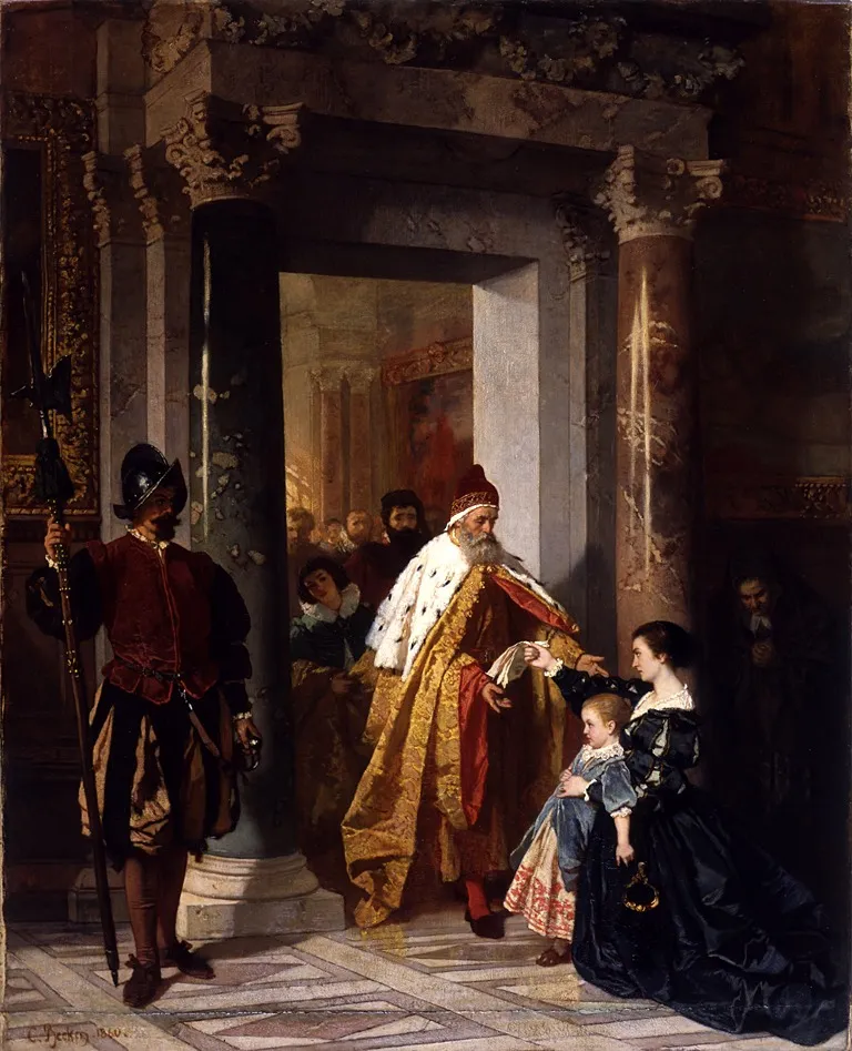 The Petition to the Doge, by Karl Becker, oil, 1860