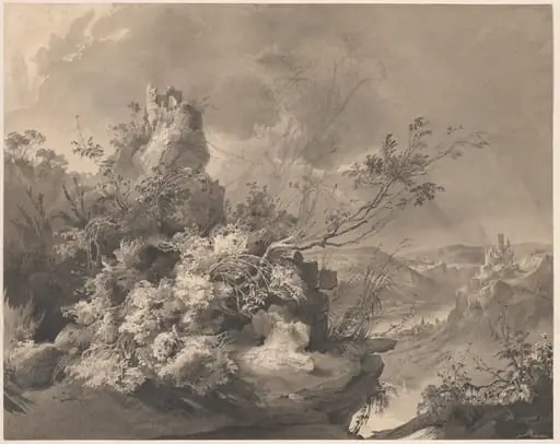 Ruined Towers Overlooking the Rhine, by Karl Bodmer