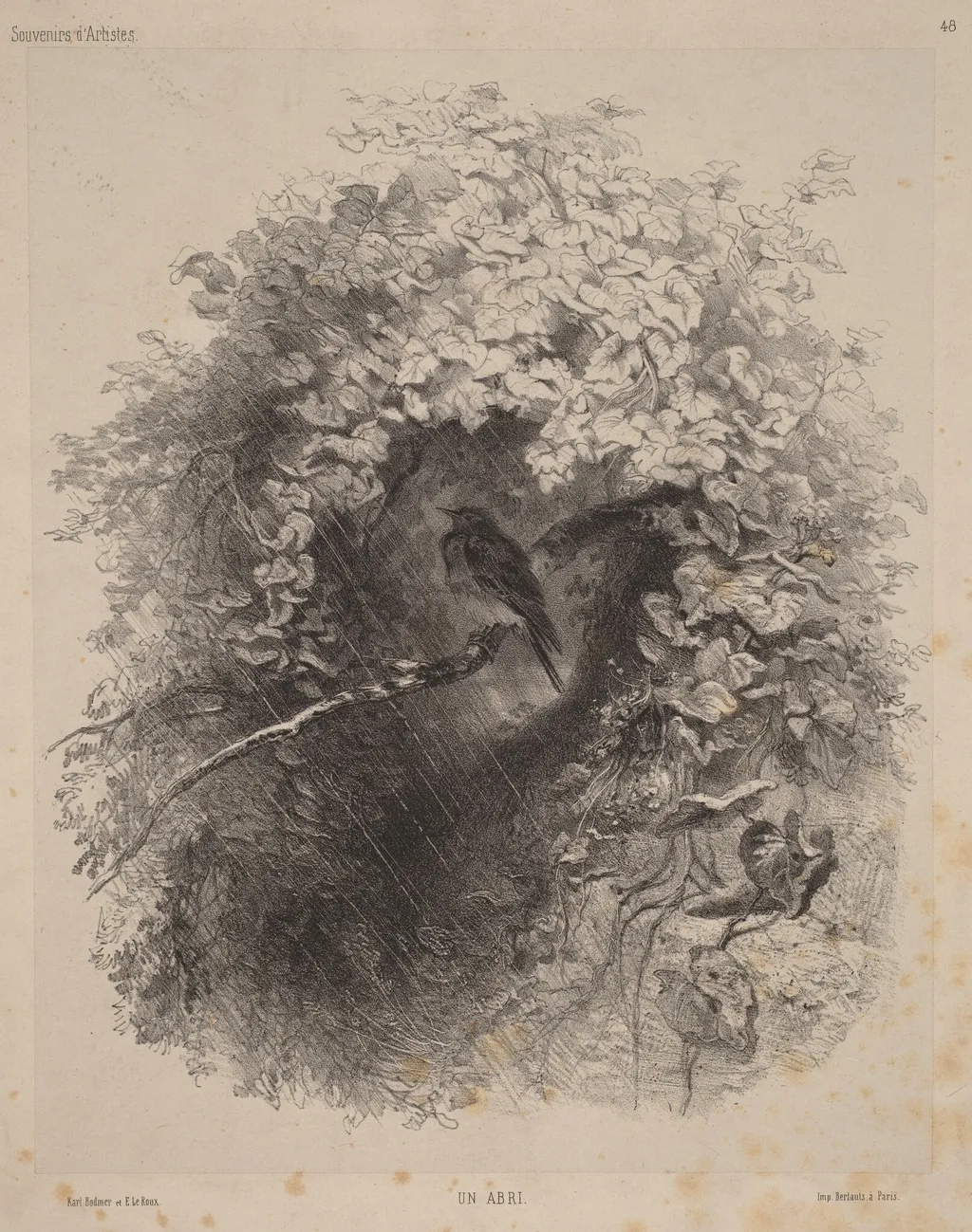 Un Abri (A Shelter), by Karl Bodmer, ink, 1858