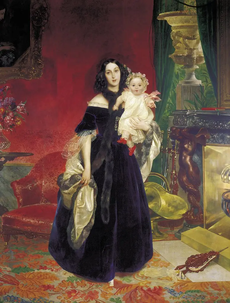 Portrait of Mariya Arkadyevna Bek with her Daughter, by Karl Bryullov