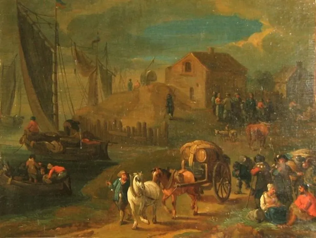 Case în port; pandant: Zidul unui port, by Karl Eigen, unspecified, 1977