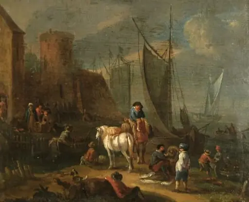 Zidul unui port; pandant: Case în port, by Karl Eigen
