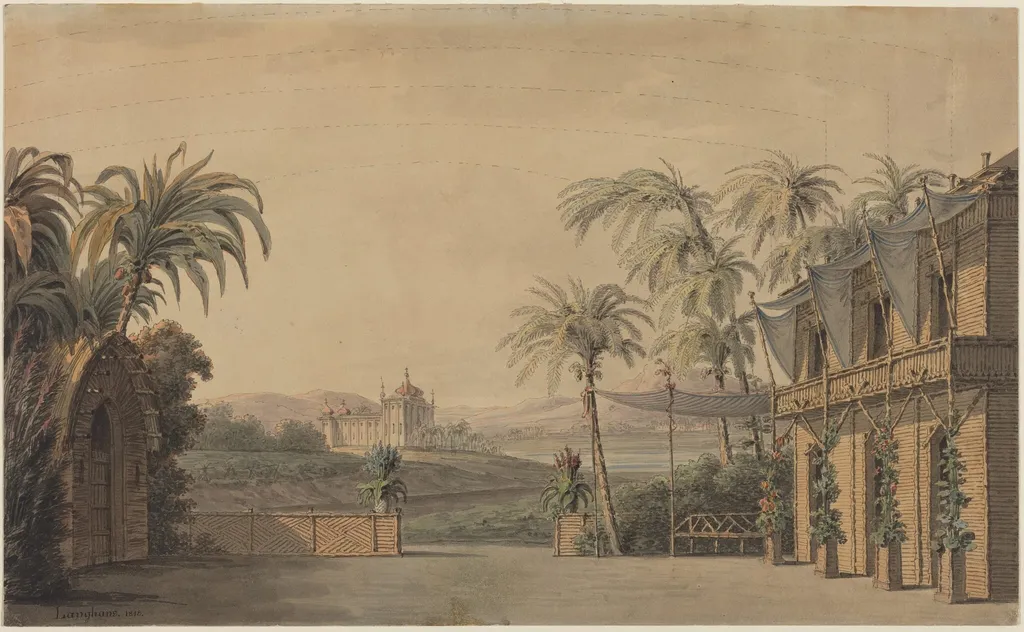 Turkish Stage Design, by Karl Ferdinand Langhans, graphite, 1815