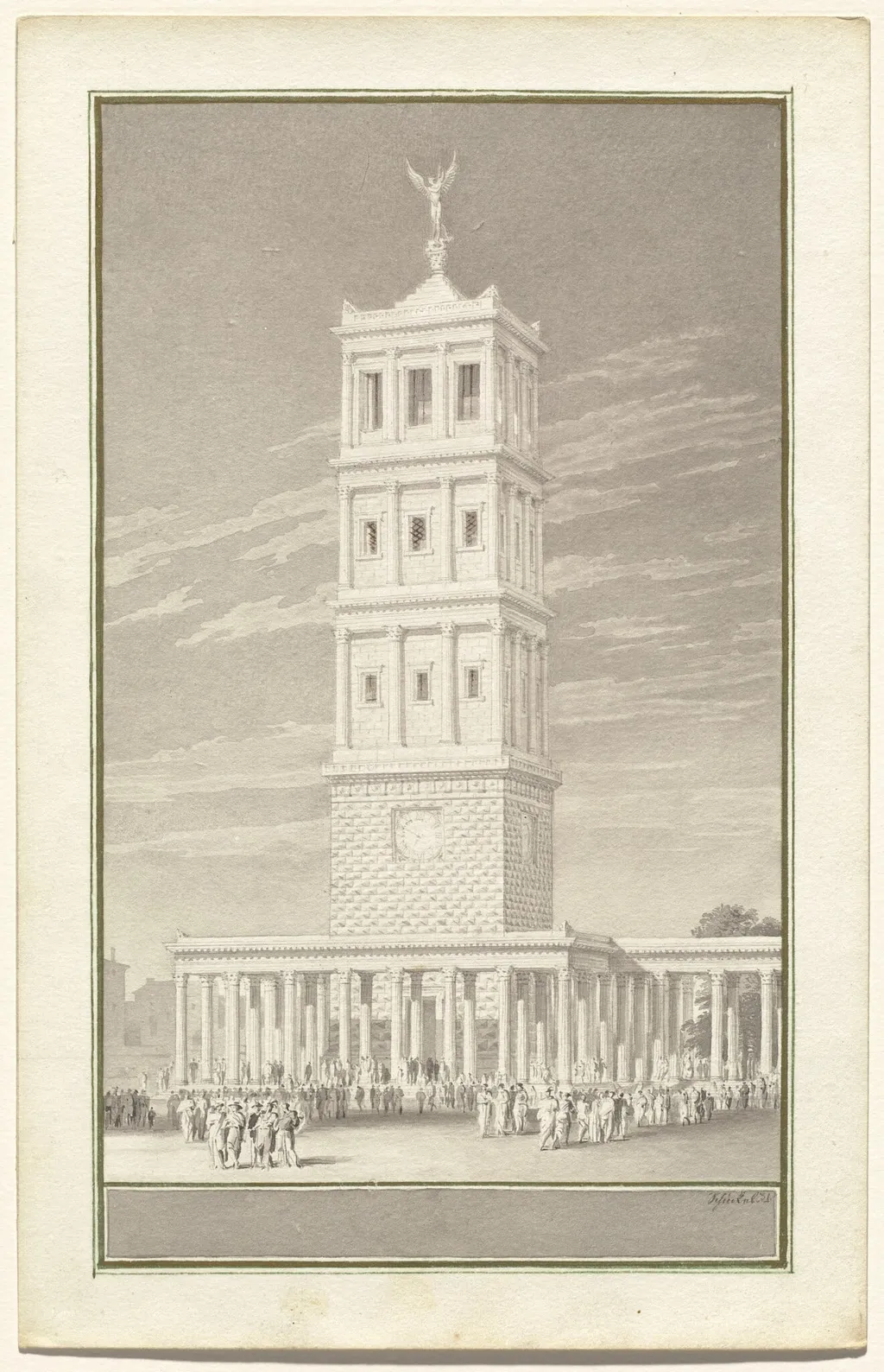Campanile of a Cathedral for Berlin, by Karl Friedrich Schinkel, ink, 1831