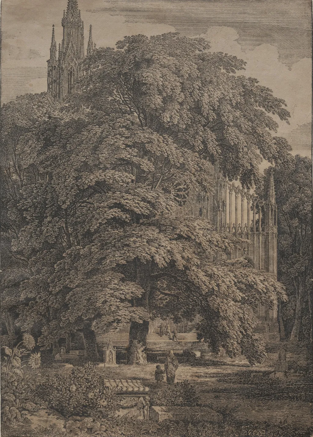 Gothic Church among Oaks, by Karl Friedrich Schinkel, 1810