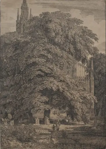 Gothic Church among Oaks, by Karl Friedrich Schinkel