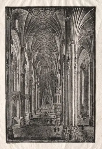 Interior of St. Stephen's Cathedral in Vienna, by Karl Friedrich Schinkel