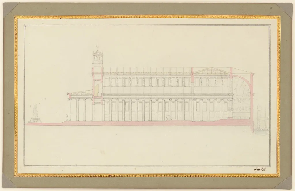 Longitudinal Section of a Cathedral for Berlin, by Karl Friedrich Schinkel, graphite, 1827