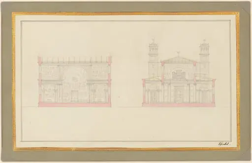 Section of the Crossing and the West End of a Cathedral for Berlin, by Karl Friedrich Schinkel
