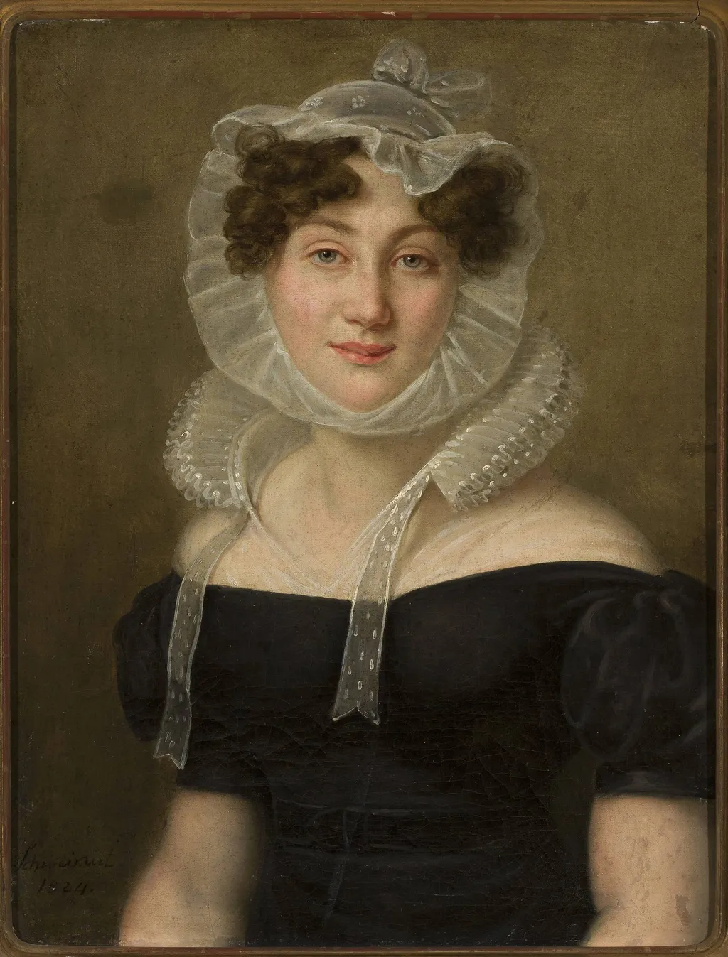 Portrait of a lady in a cap, by Karl Gottlieb Schweikart, oil, 1824