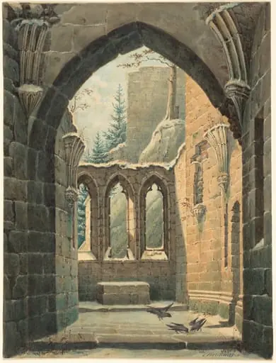 Ruins of the Oybin Monastery in Winter, by Karl Heinrich Beichling