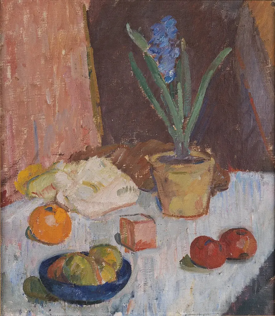 Composition with Hyacinth, Fruits and Blue Bowl, by Karl Isakson