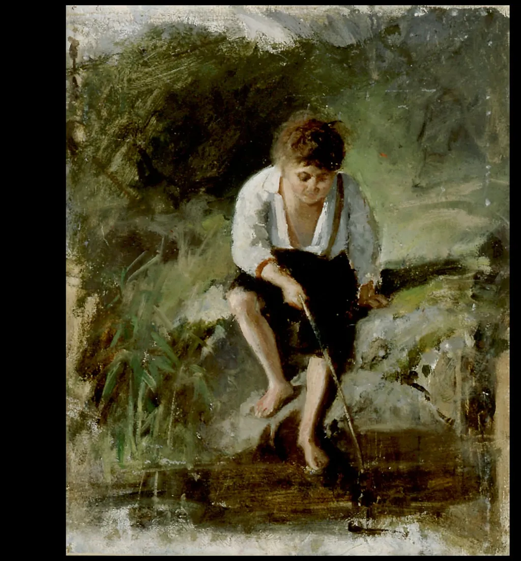 Onkiva poika, harjoitelma, by Karl Jansson, unspecified, 1870
