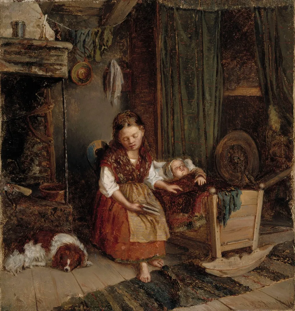 Tyttö kehdon ääressä, by Karl Jansson, unspecified