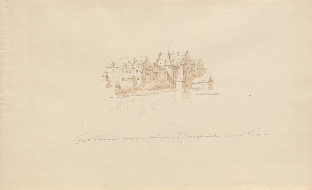 Schloss Lauter zwischen Creutznach u. Zweibrücken an d. Lauter, by Karl Julius von Leypold, graphite, 1840